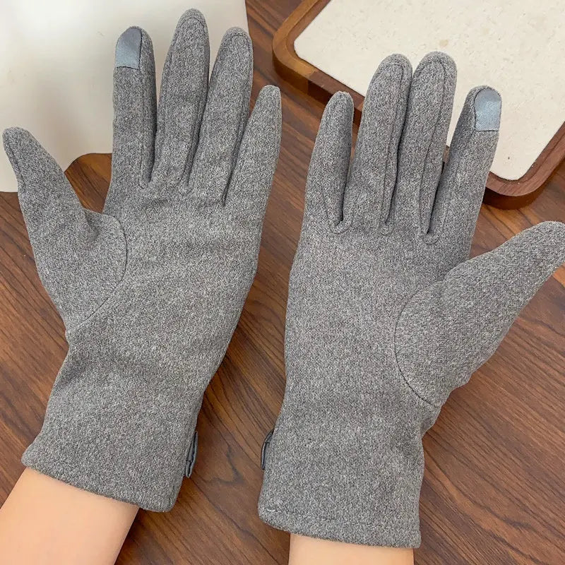 Suede Bow Winter Gloves