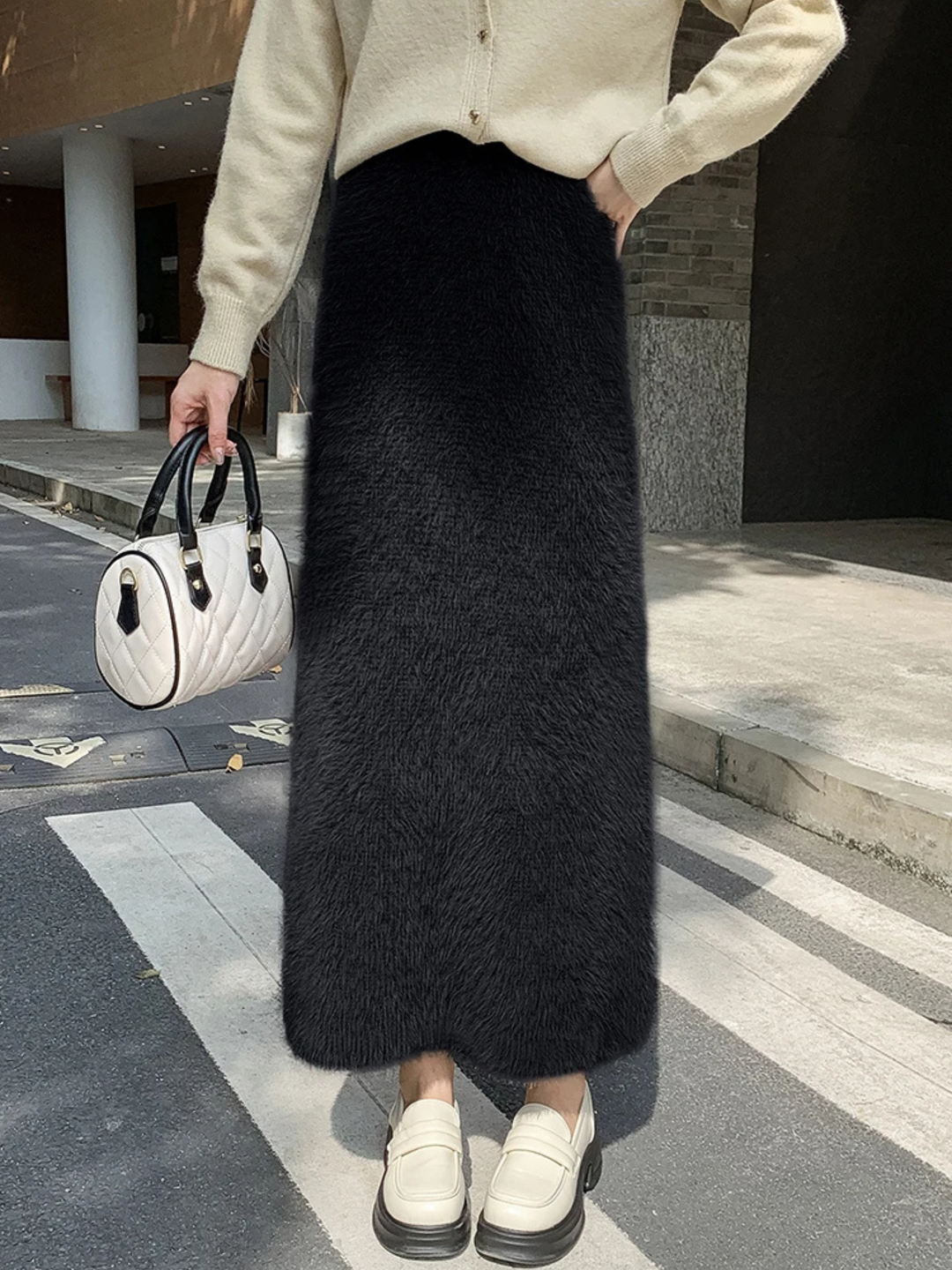 Clairmont Faux Fur Maxi Skirt