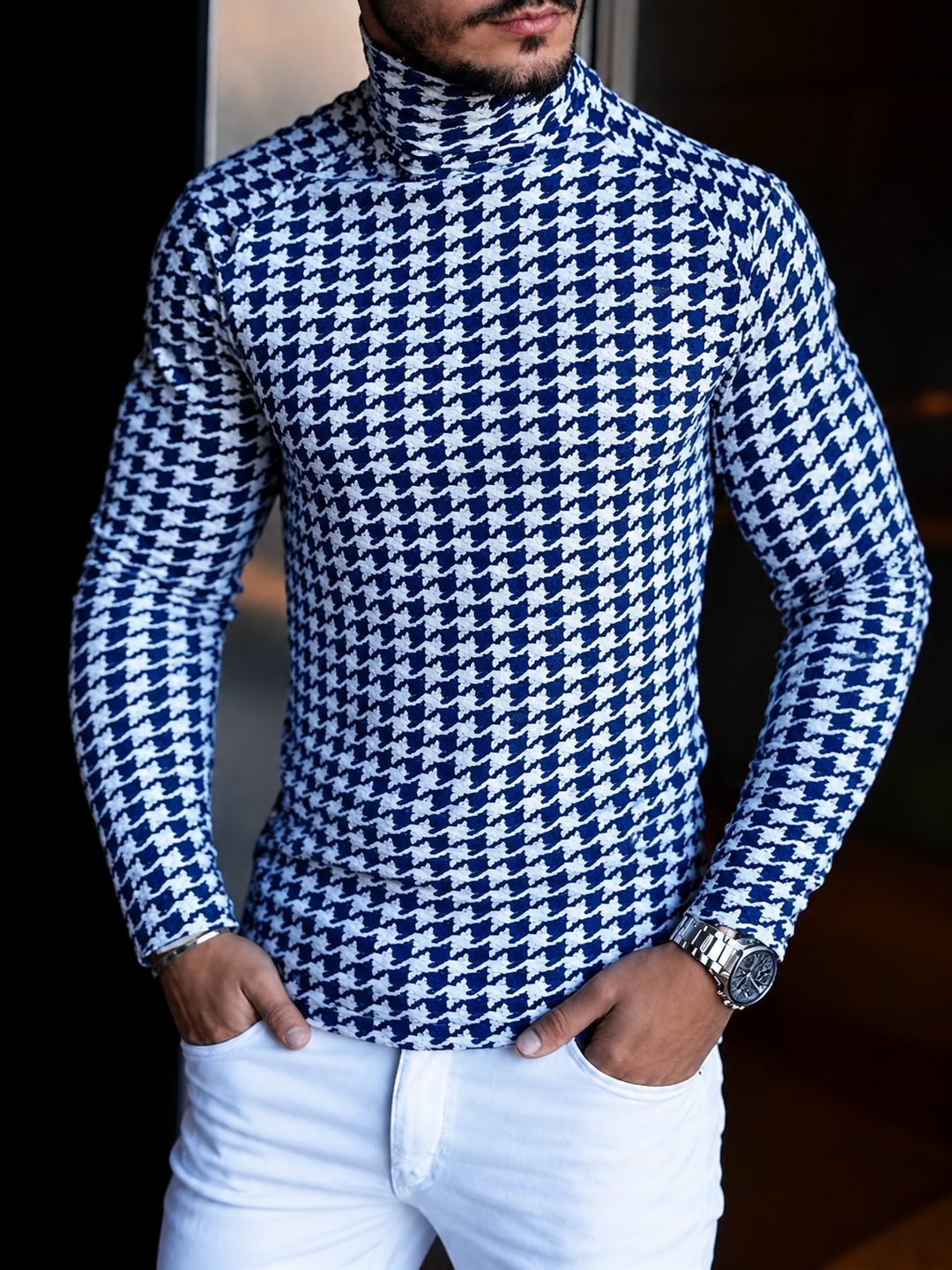 Harrington Houndstooth Turtleneck