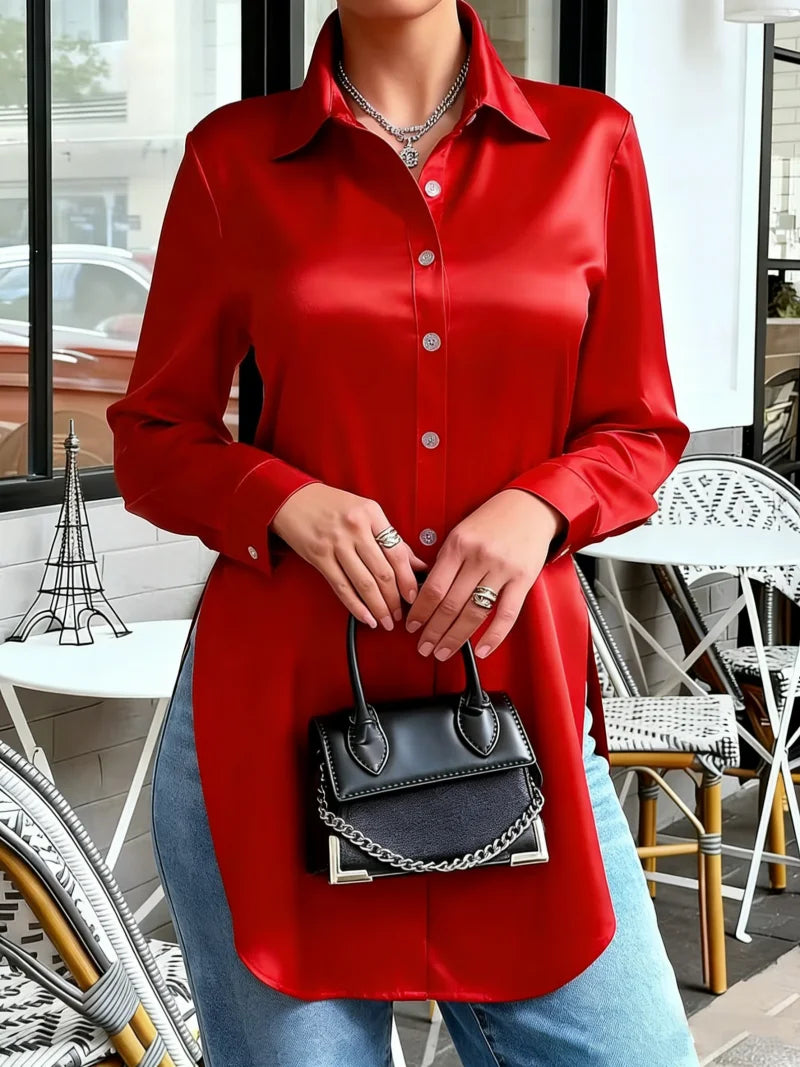 Madison Satin Tunic Blouse