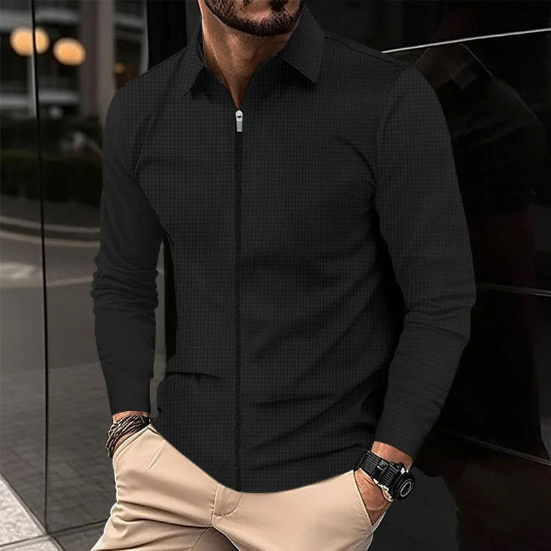Waffle Knit Zip-Up
