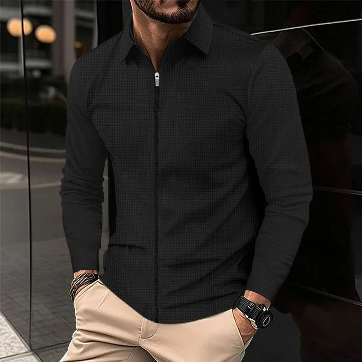 Waffle Knit Zip-Up