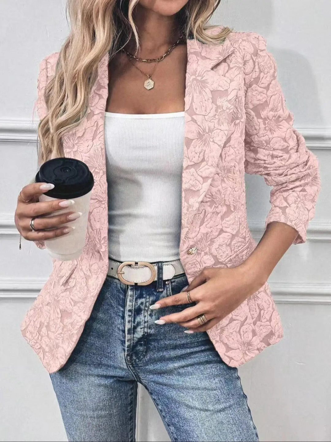Rosé Jacquard Blazer