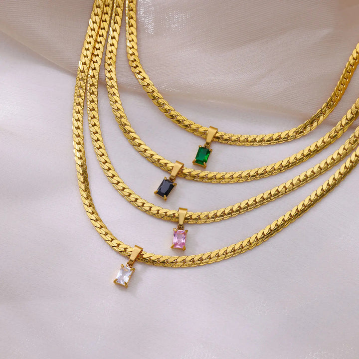 Emerald-Cut Zircon Necklace Set