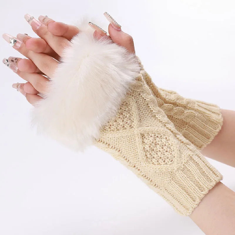 Faux Fur Cable Cuffs