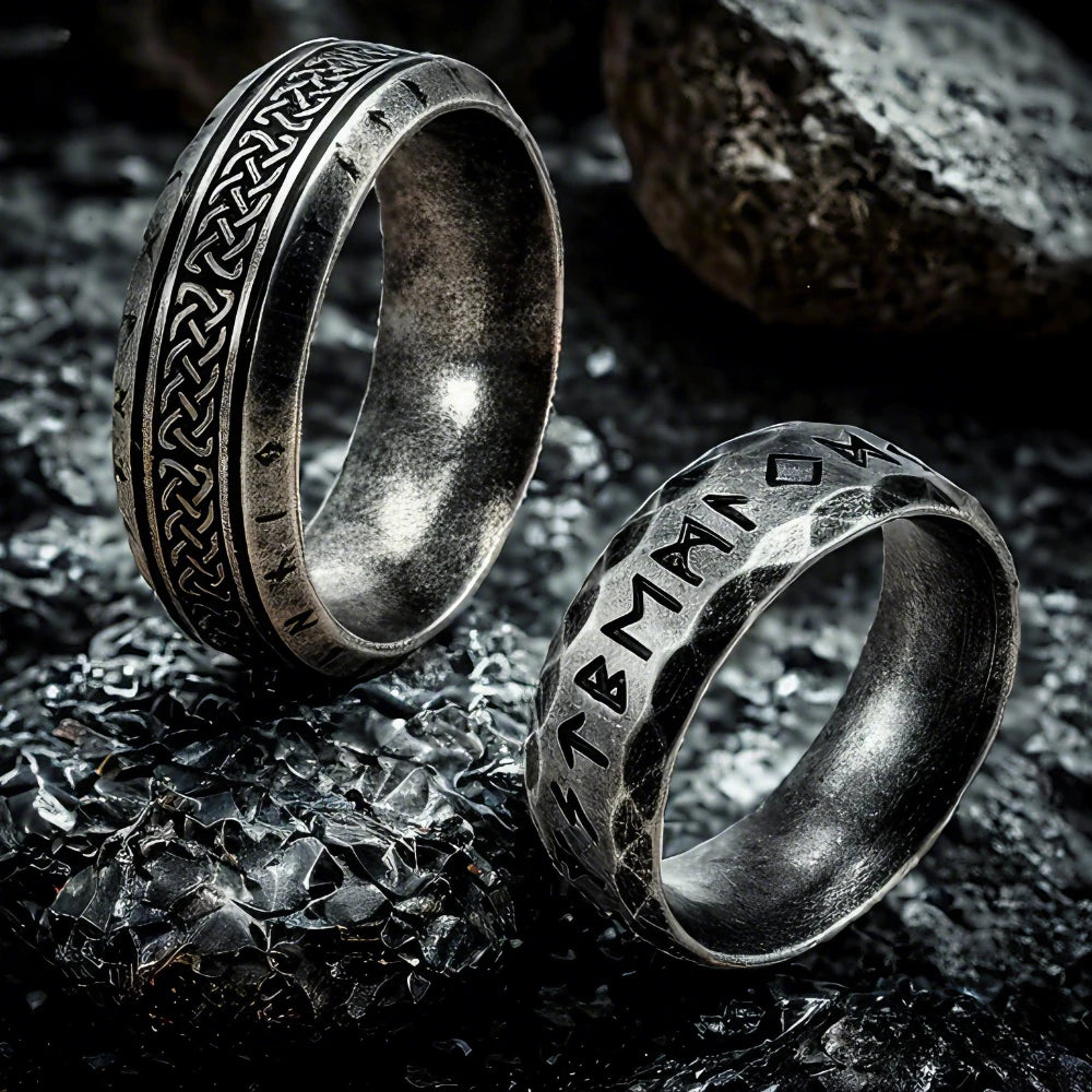 Ancient Steel Runes Ring