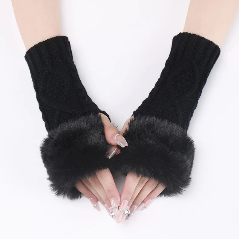 Faux Fur Cable Cuffs