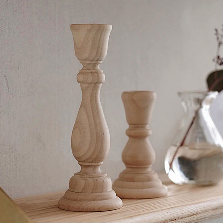 Oak & Ivory Candlestick Set