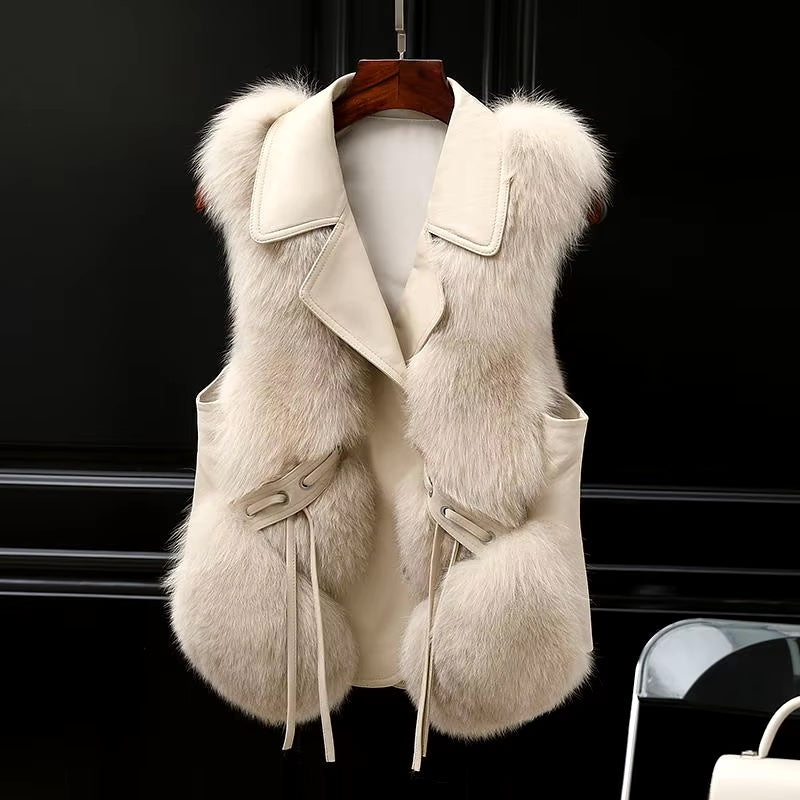 Empress Faux Fur Gilet with Adjustable Waist Ties for Women - photo 1