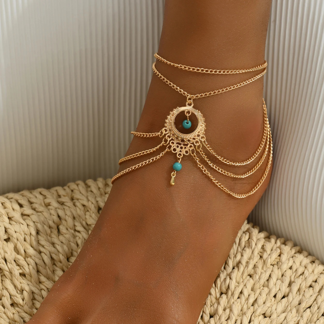 Medallion Multi-Chain Anklet