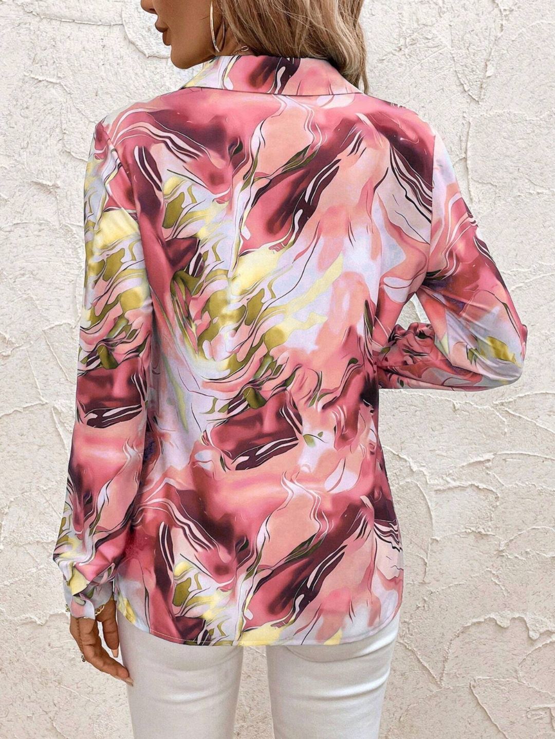 Aviana Marble Satin Blouse