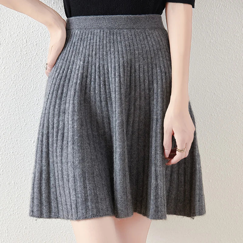 Valeria Merino Wool Ribbed Skirt