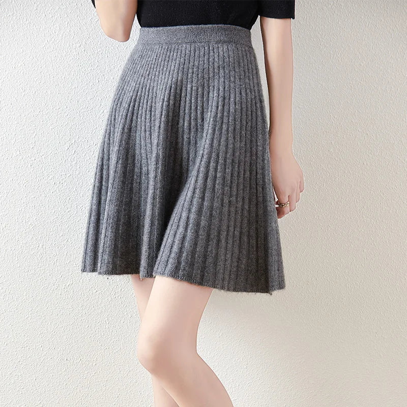 Valeria Merino Wool Ribbed Skirt