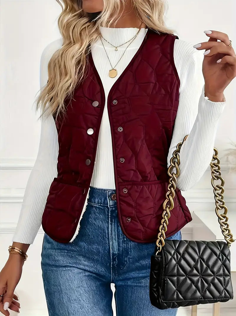 Pique Quilted Bomber Vest