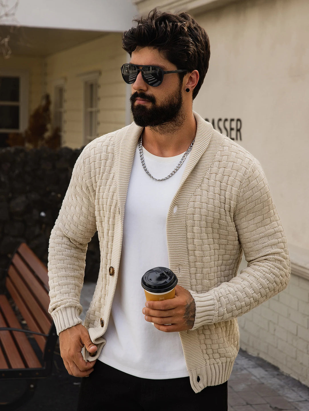 Henley Basketweave Cardigan