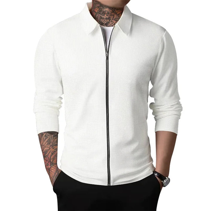 Waffle Knit Zip-Up