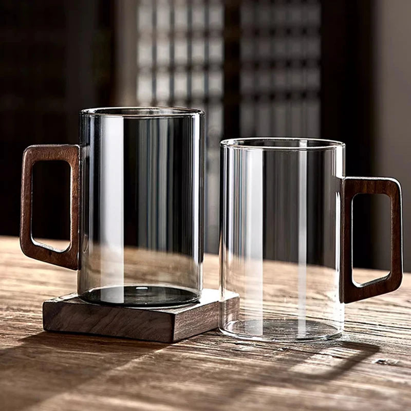 Walnut Glass Mug Set