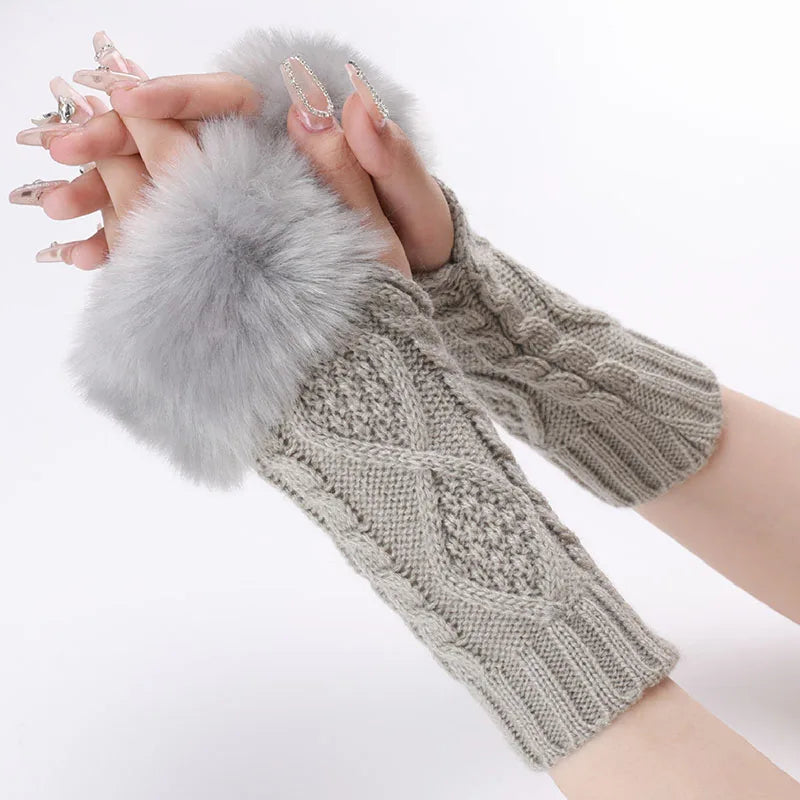 Faux Fur Cable Cuffs
