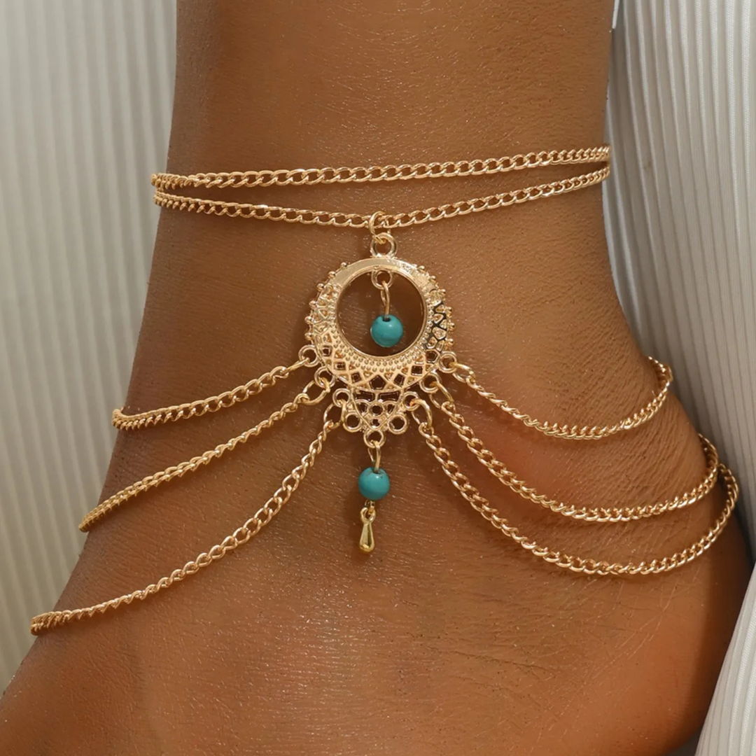 Medallion Multi-Chain Anklet