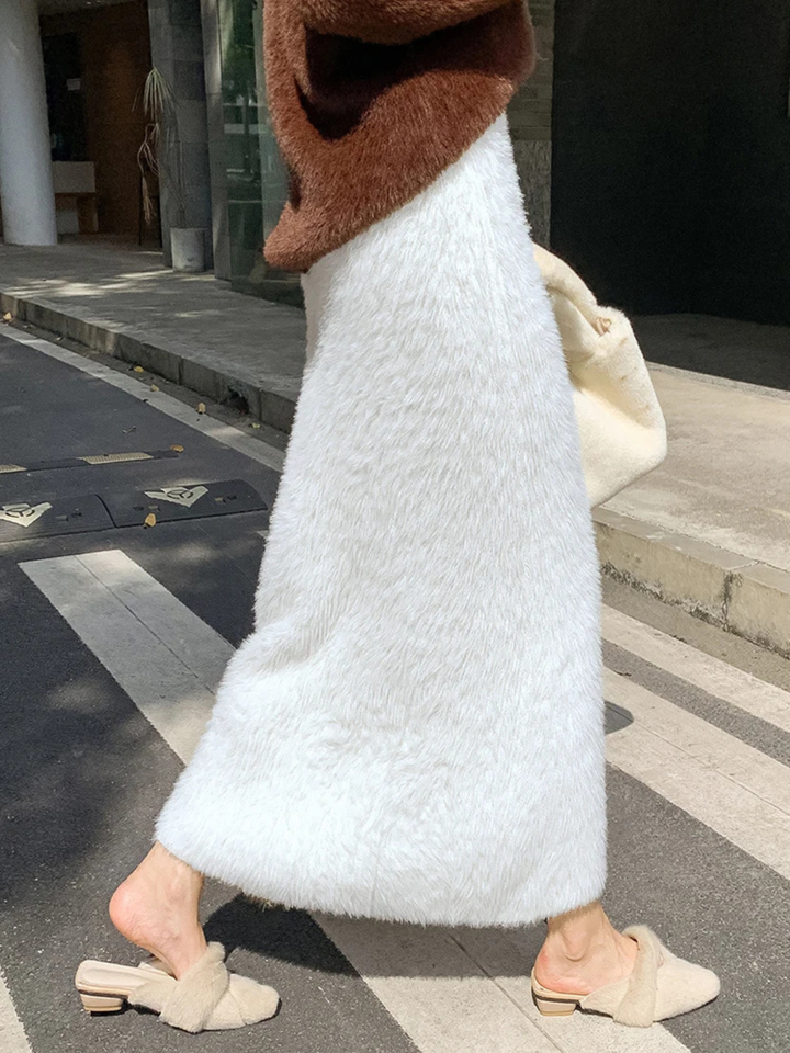 Clairmont Faux Fur Maxi Skirt