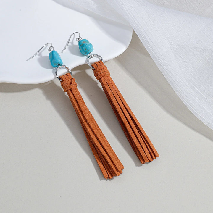 Azure Suede Tassel Earrings