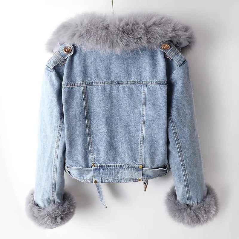 Celeste Faux Fur Denim Moto