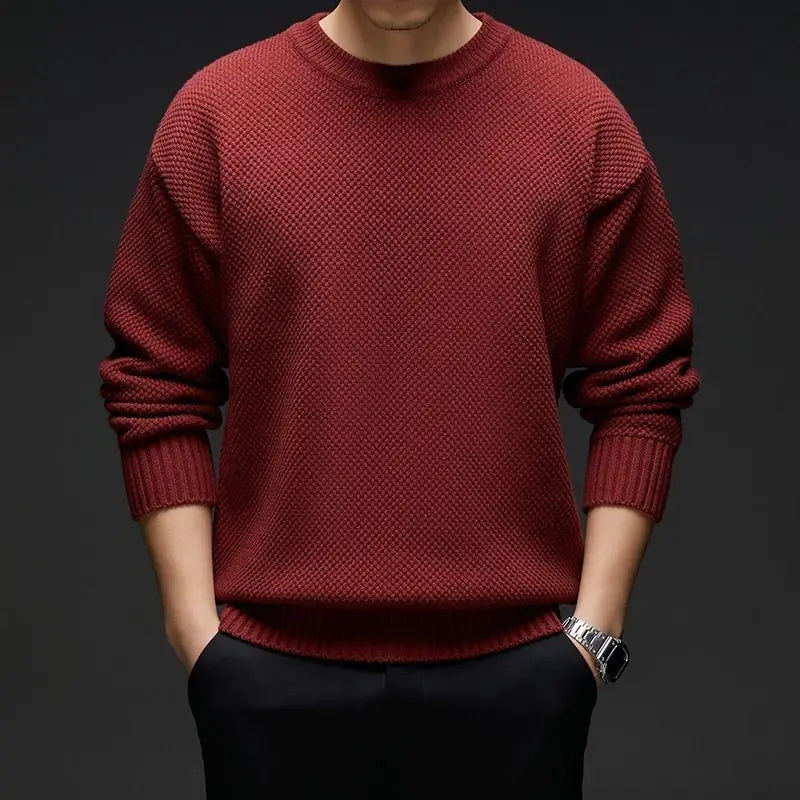 Waffle Knit Crewneck Sweater