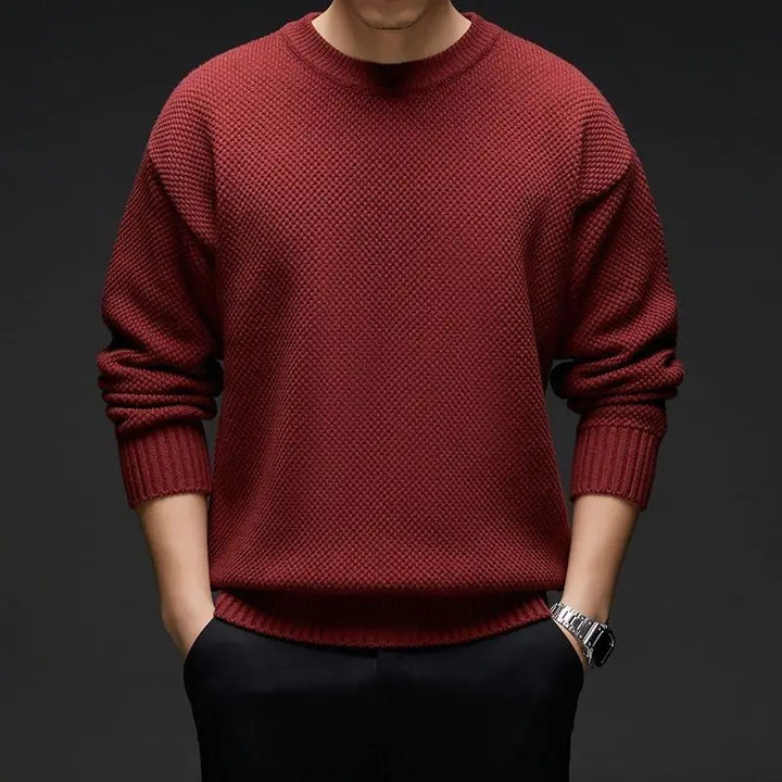 Waffle Knit Crewneck Sweater