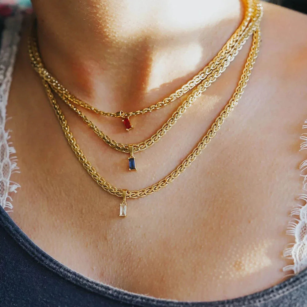 Emerald-Cut Zircon Necklace Set