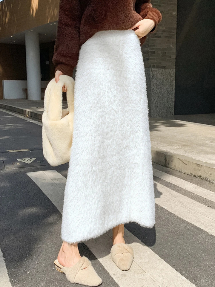 Clairmont Faux Fur Maxi Skirt