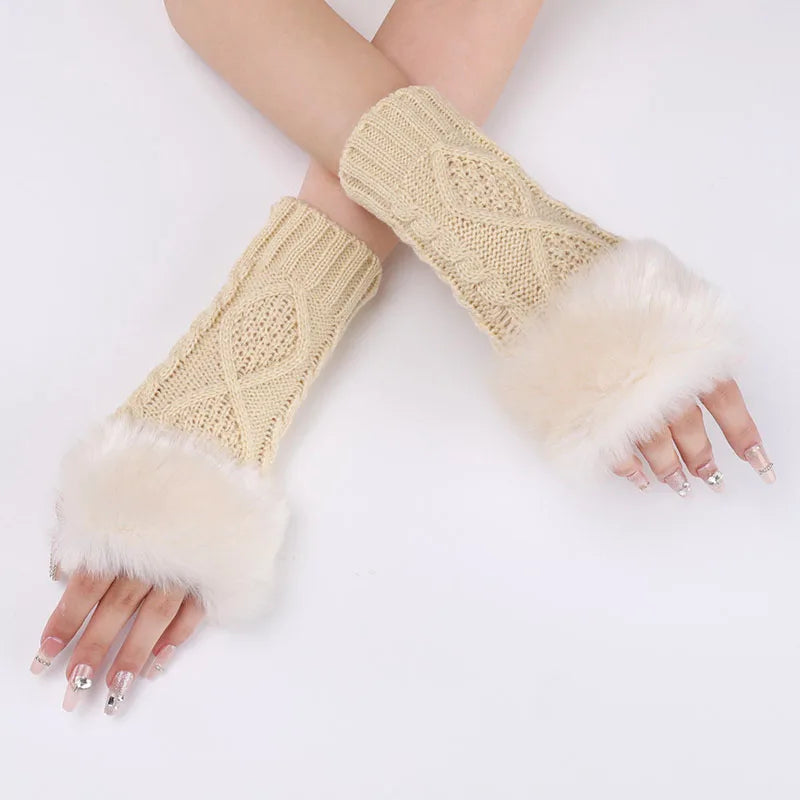 Faux Fur Cable Cuffs