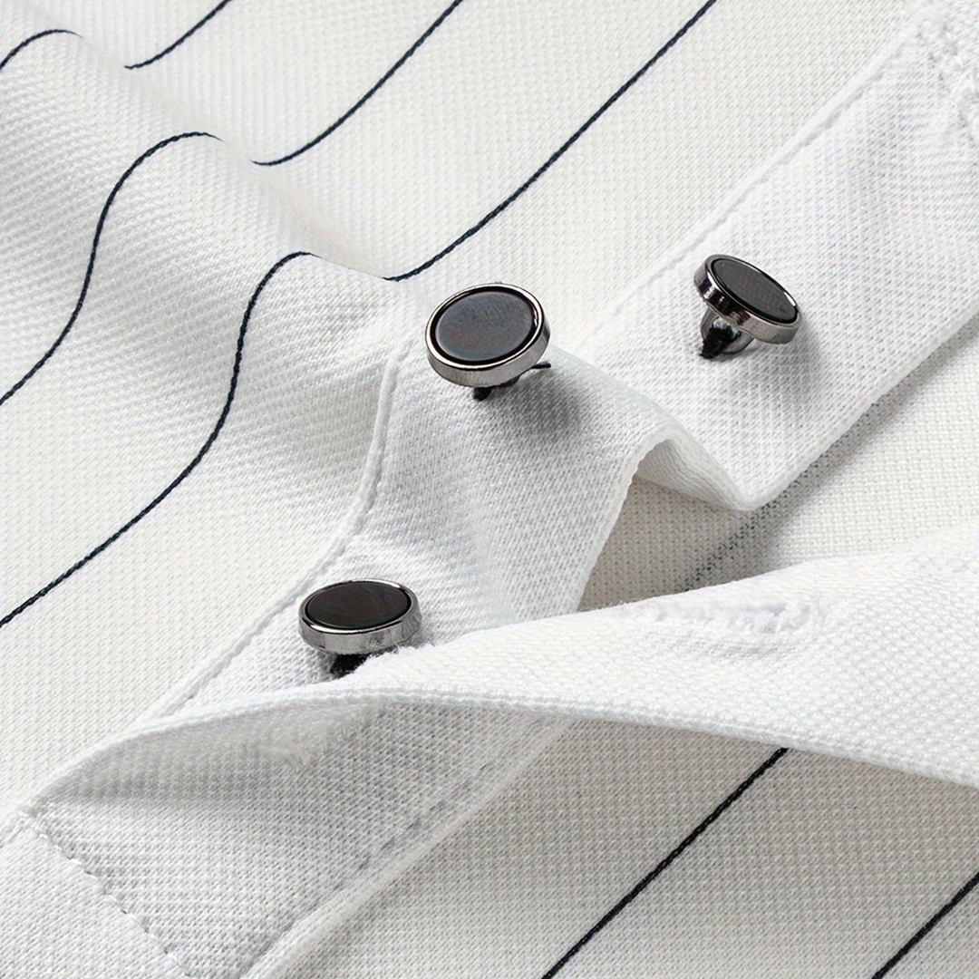 Stratus Pinstripe Mandarin Collar Shirt