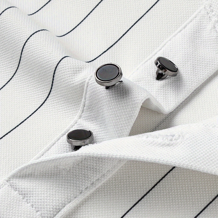 Stratus Pinstripe Mandarin Collar Shirt