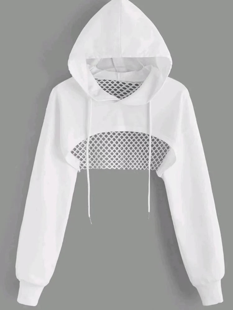 Noir Crop Mesh Hoodie