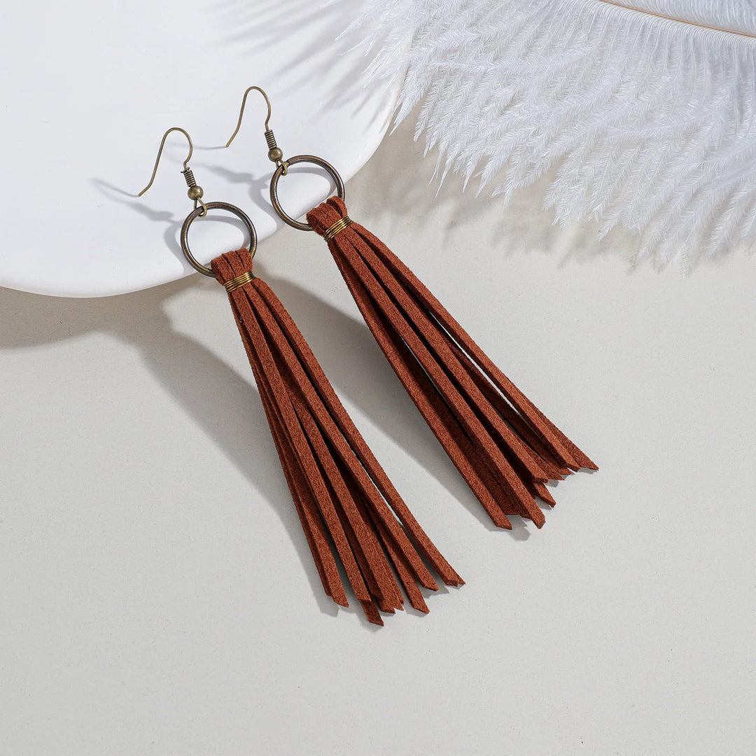 Azure Suede Tassel Earrings