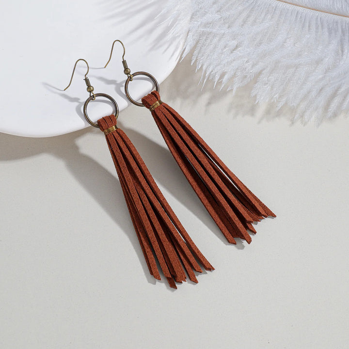 Azure Suede Tassel Earrings