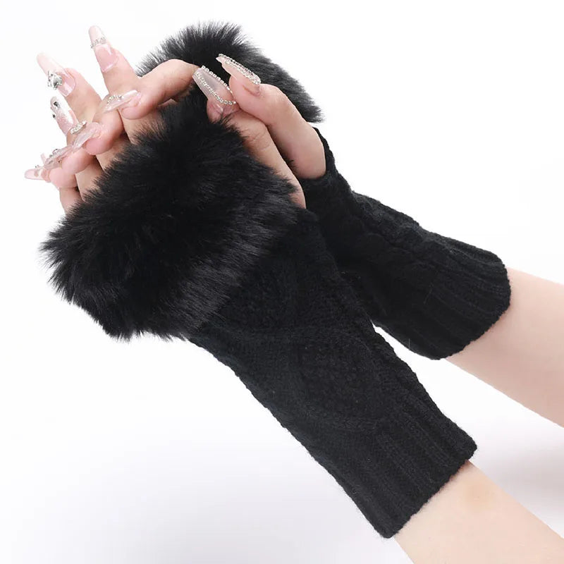 Faux Fur Cable Cuffs