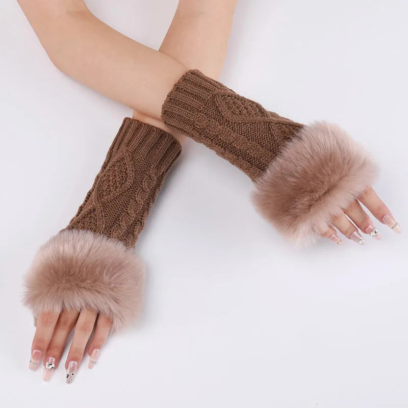 Faux Fur Cable Cuffs
