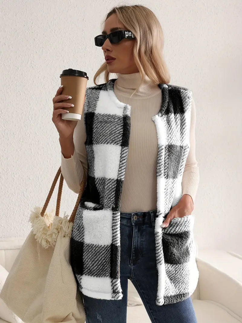Everette Sherpa Check Vest