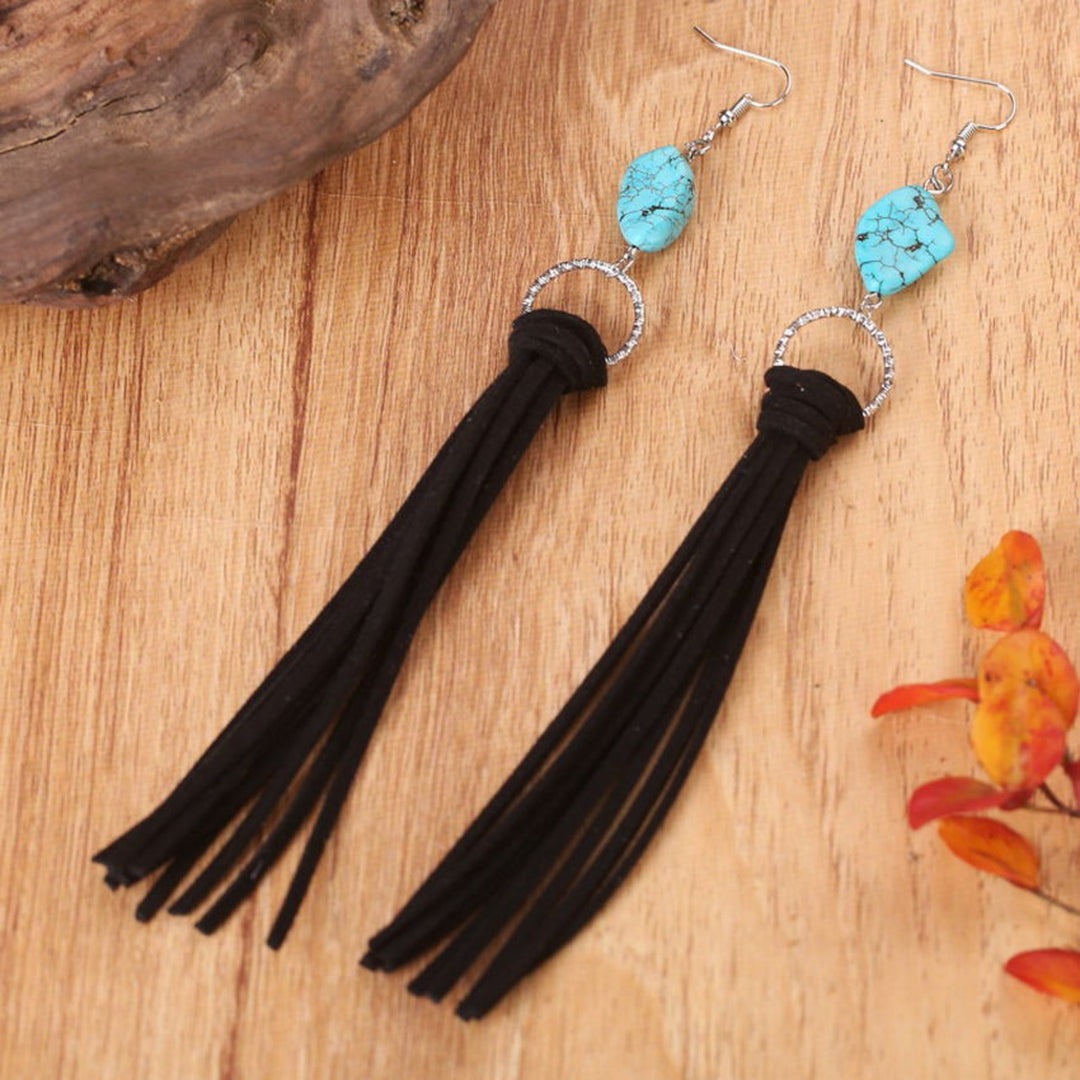Azure Suede Tassel Earrings