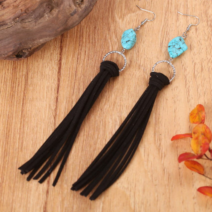 Azure Suede Tassel Earrings