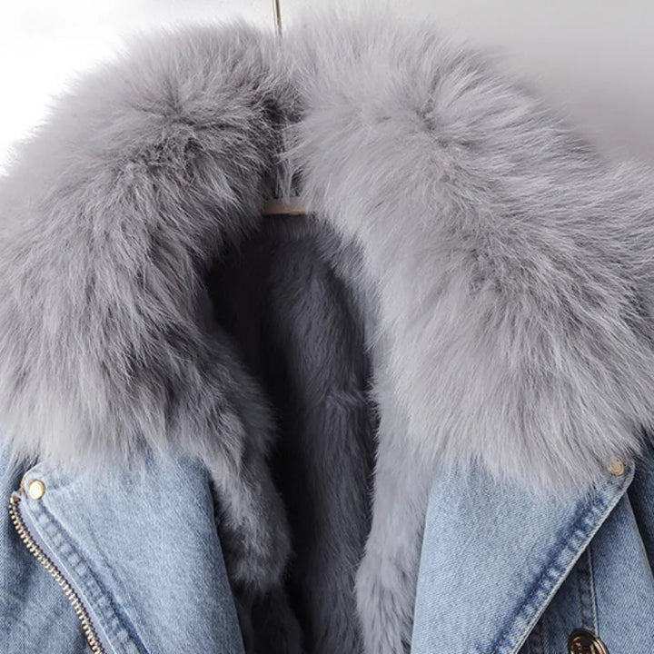 Celeste Faux Fur Denim Moto