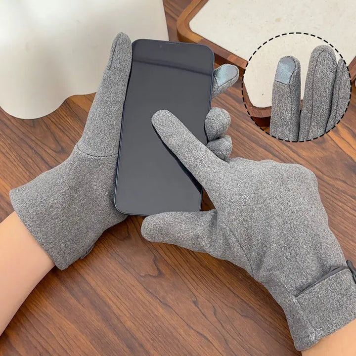 Suede Bow Winter Gloves