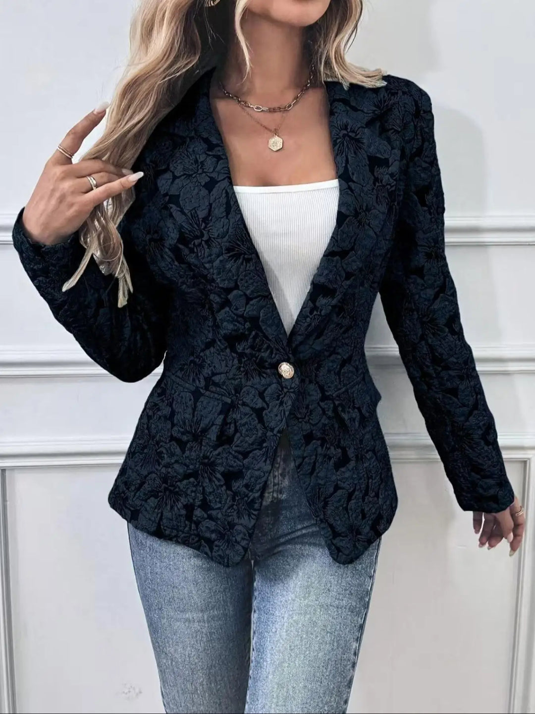 Rosé Jacquard Blazer