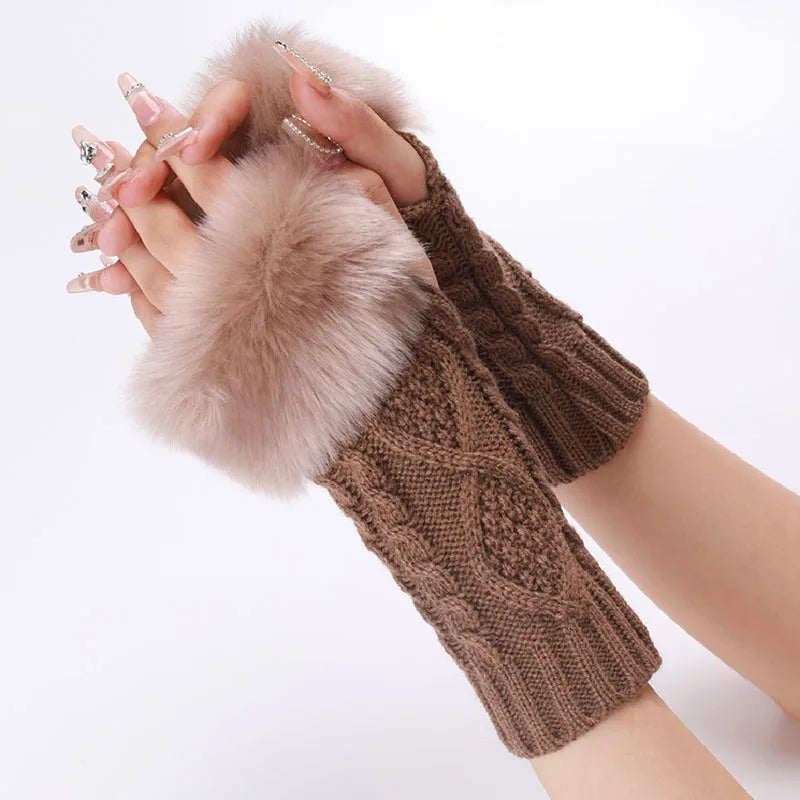Faux Fur Cable Cuffs