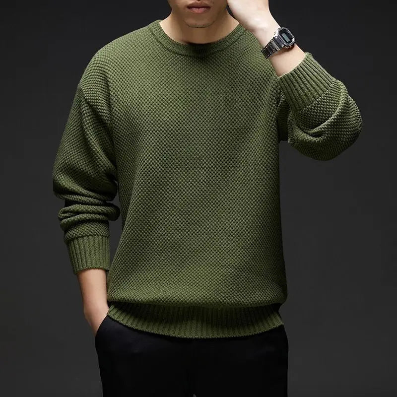 Waffle Knit Crewneck Sweater