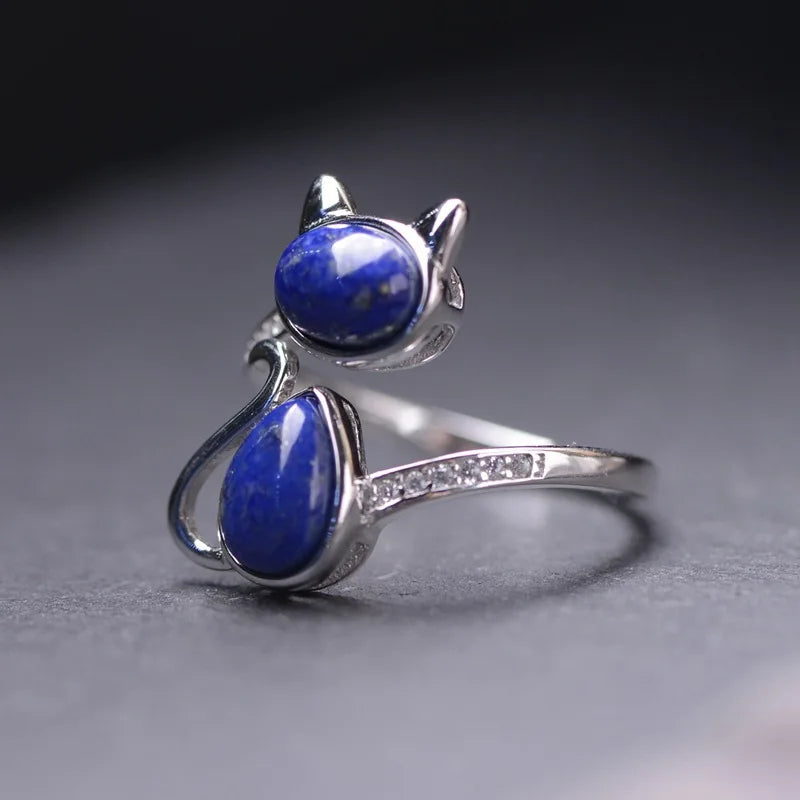 Moonstone Cat Wrap Ring