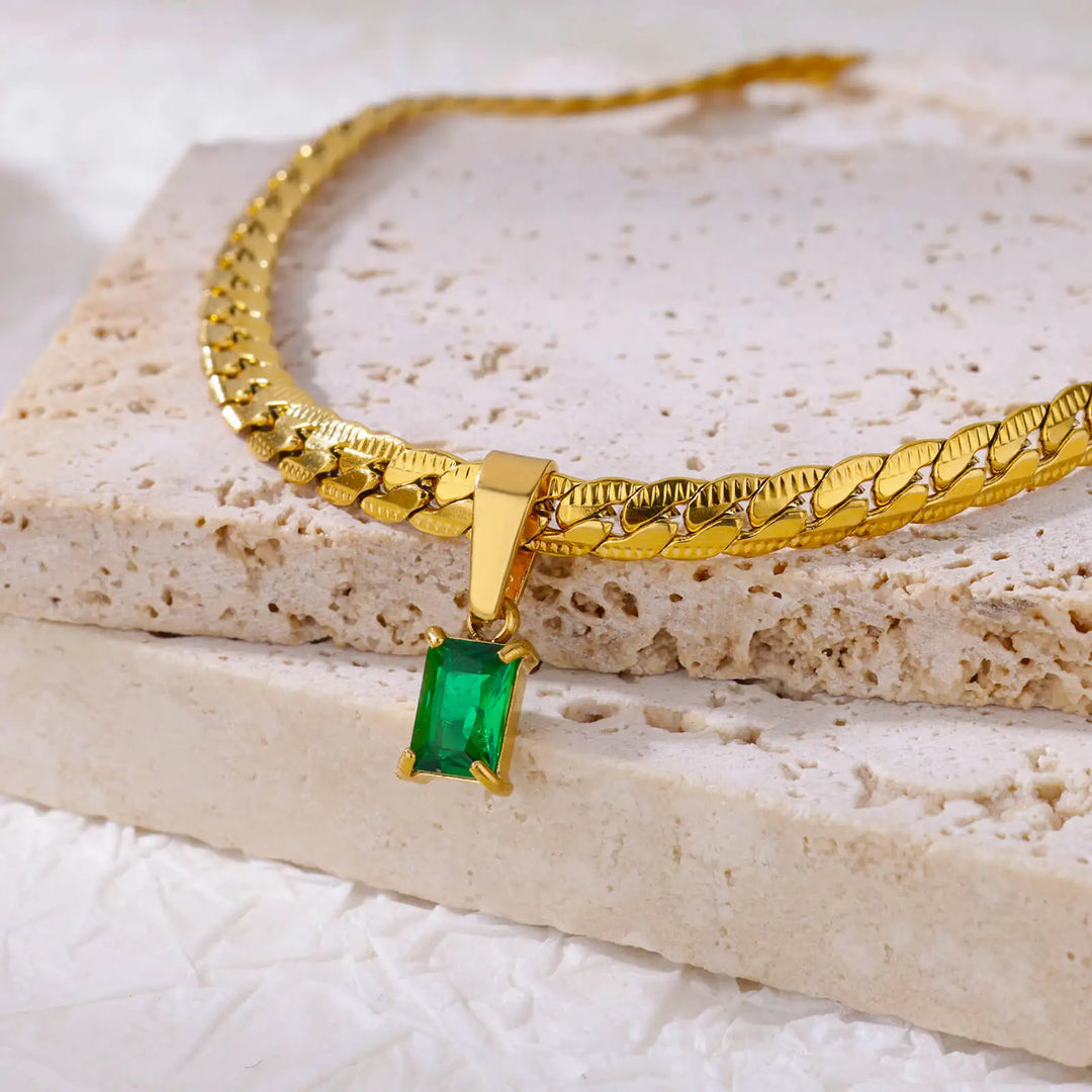 Emerald-Cut Zircon Necklace Set