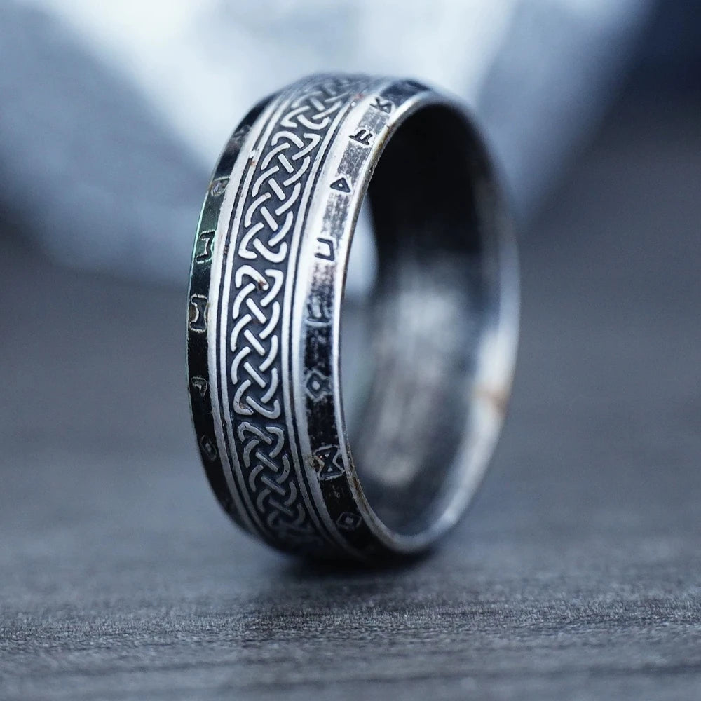 Ancient Steel Runes Ring