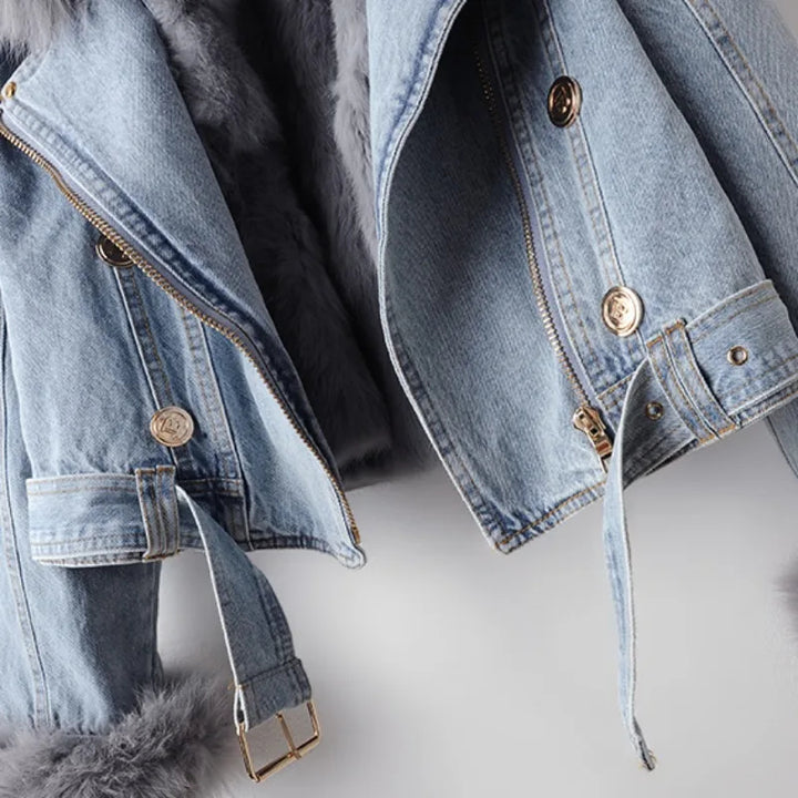 Celeste Faux Fur Denim Moto